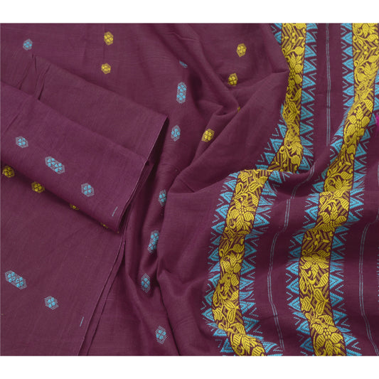 Sanskriti Vintage Dupatta Long Stole Cotton Purple Woven Scarves Shawl Veil