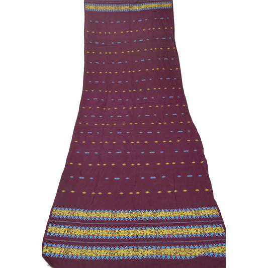 Sanskriti Vintage Dupatta Long Stole Cotton Purple Woven Scarves Shawl Veil