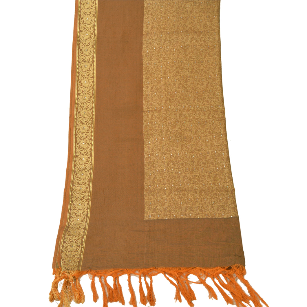 Dupatta Long Stole Pure Cotton Brown Woven Scarves Shawl Veil
