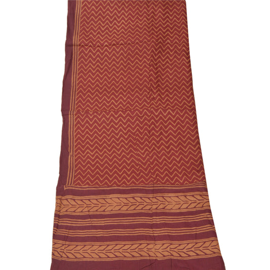 Sanskriti Vintage Dupatta Long Stole Pure Silk Orange Printed Scarves Shawl Veil