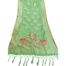 Load image into Gallery viewer, Sanskriti Vintage Dupatta Long Stole Art Silk Green Scarves Woven Brocade Veil
