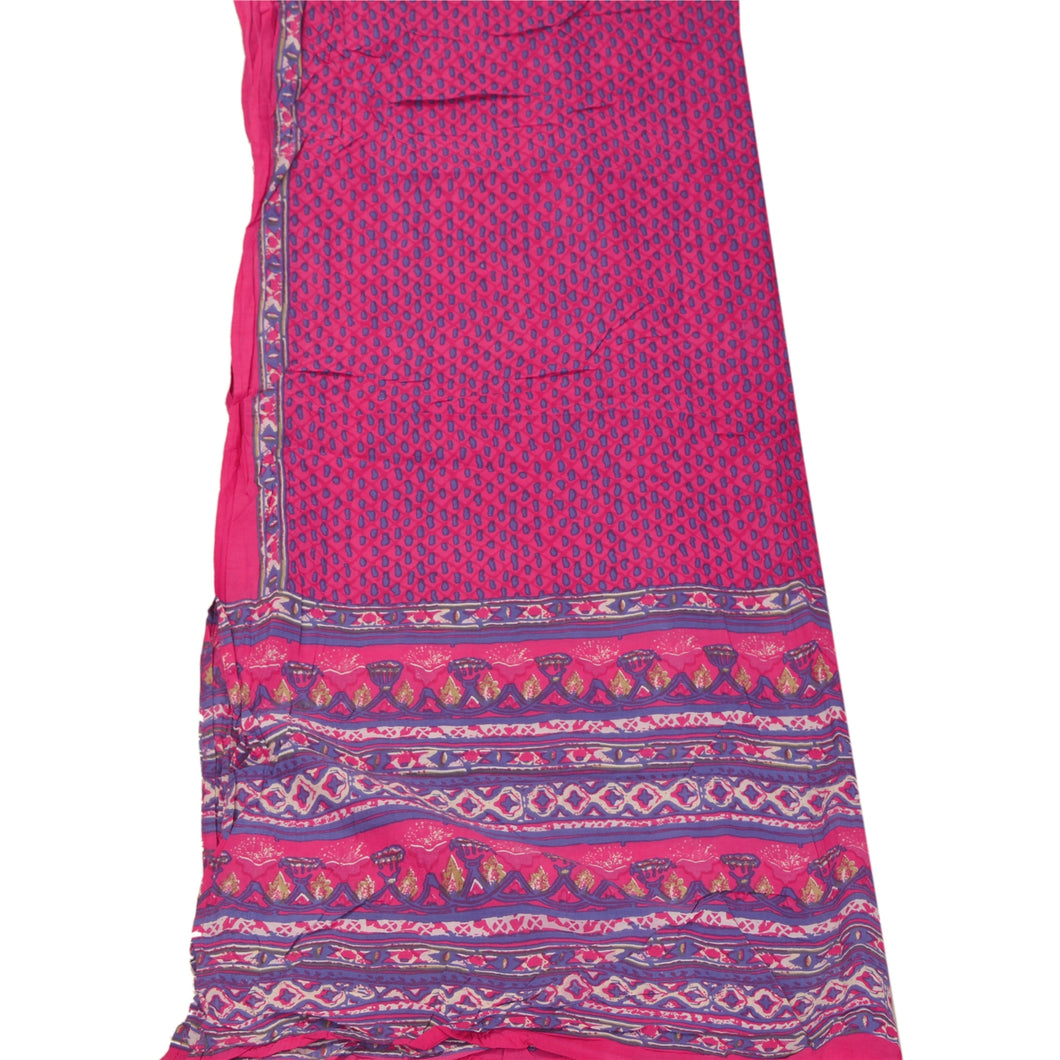Sanskriti Vintage Dupatta Long Stole Pure Cotton Pink Printed Scarves Wrap Hijab