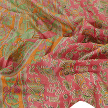 Load image into Gallery viewer, Sanskriti Vinatage Dupatta Long Stole Pure Silk Pink Pattachitra Scarves Shawl
