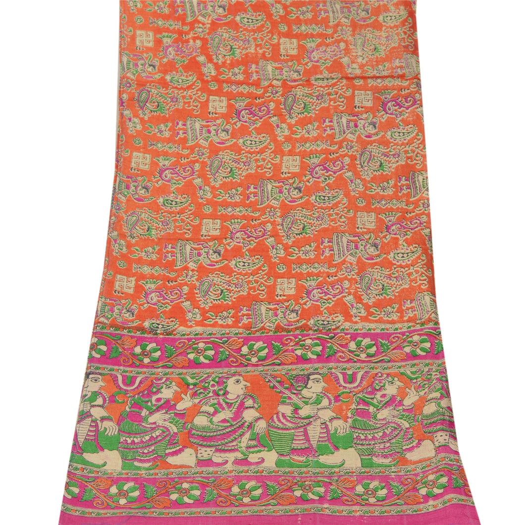 Dupatta Long Stole Handloom Cotton Orange Pattachitra Scarves