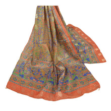 Load image into Gallery viewer, Sanskriti Vintage Dupatta Long Stole Pure Silk Orange Pattachitra Scarves Shawl
