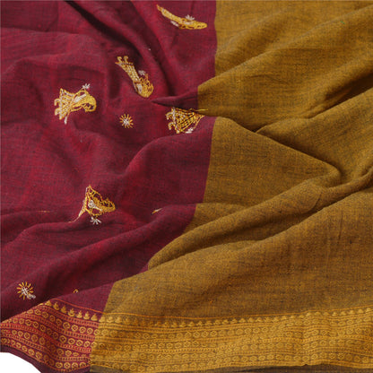 Sanskriti Vintage Dupatta Long Stole Pure Cotton Green Hand Embroidered Veil