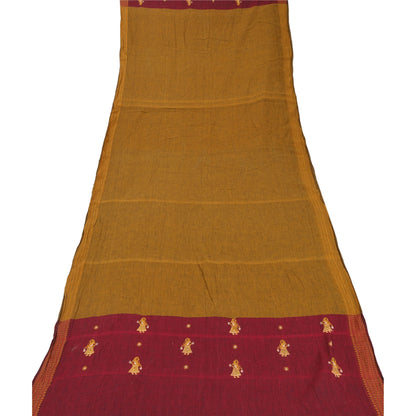 Sanskriti Vintage Dupatta Long Stole Pure Cotton Green Hand Embroidered Veil