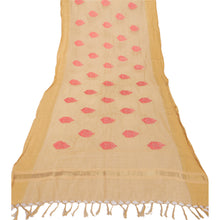 Load image into Gallery viewer, Sanskriti Vinatage Sanskriti Vintage Dupatta Long Stole Art Silk Beige Embroidered Woven Shawl Veil
