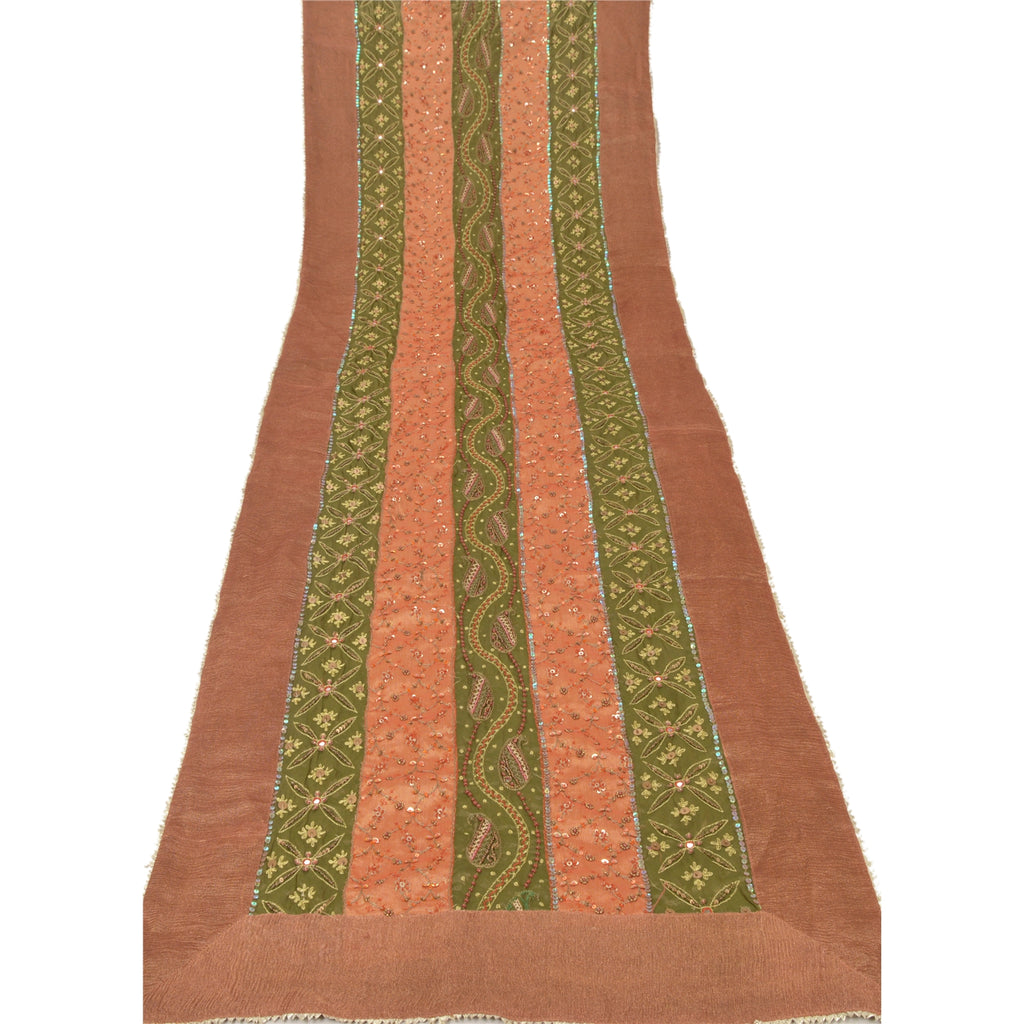 Санскритская винтажная дупатта длинная вуаль из искусственного шелка персикового цвета с бисером ручной работы