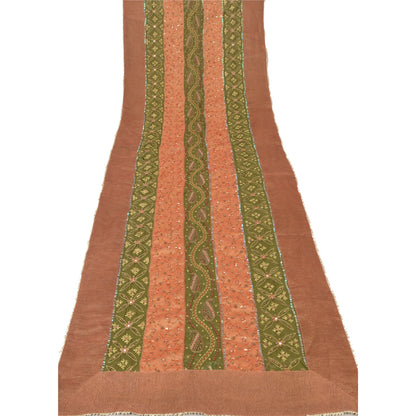 Санскритская винтажная дупатта длинная вуаль из искусственного шелка персикового цвета с бисером ручной работы