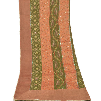 Санскритская винтажная дупатта длинная вуаль из искусственного шелка персикового цвета с бисером ручной работы