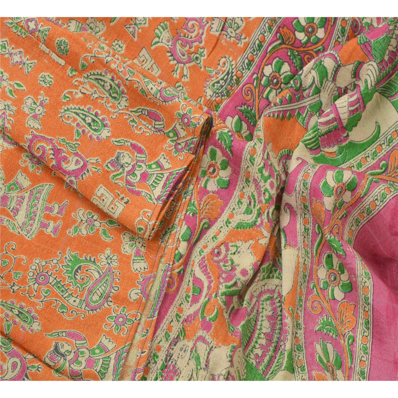 Санскритский винтажный длинный палантин Dupatta, ткацкий станок Pattachitra, оранжевые шарфы
