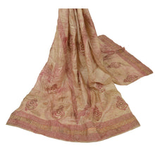 Load image into Gallery viewer, Sanskriti Vinatage Sanskriti Vintage Dupatta Long Stole Pure Silk Cream Block Printed Scarves Veil
