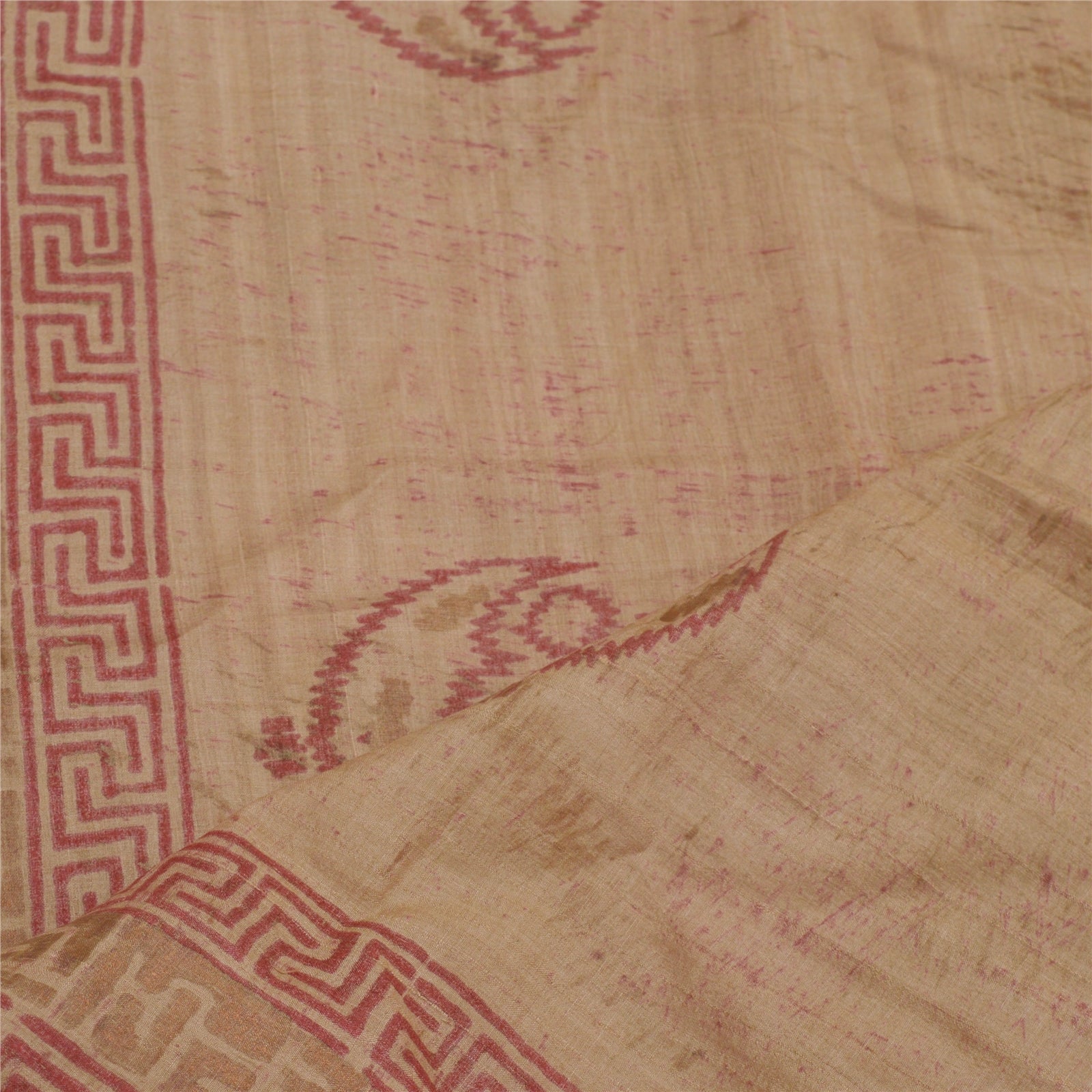 Sanskriti Vintage Beige Dupatta Long Stole Cotton Silk Hand Block Printed  Hijab