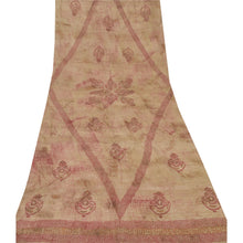 Load image into Gallery viewer, Sanskriti Vinatage Sanskriti Vintage Dupatta Long Stole Pure Silk Cream Block Printed Scarves Veil
