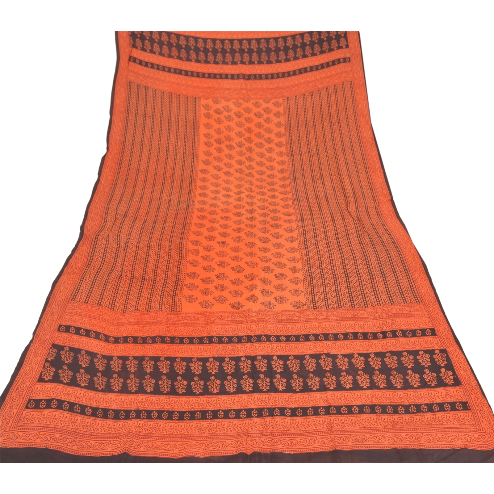 Sanskriti Vintage Dupatta Long Stole Pure Silk Peach Hand Block Printed Scarves