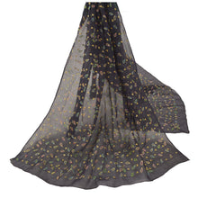 Load image into Gallery viewer, Sanskriti Vintage Dupatta Long Stole 100% Pure Cotton Black Hand Beaded Veil
