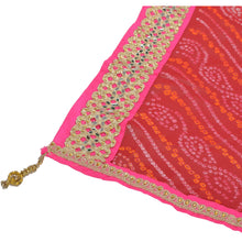 Load image into Gallery viewer, Sanskriti Vintage Dupatta Long Stole Georgette Dark Red Embroidered Bandhani
