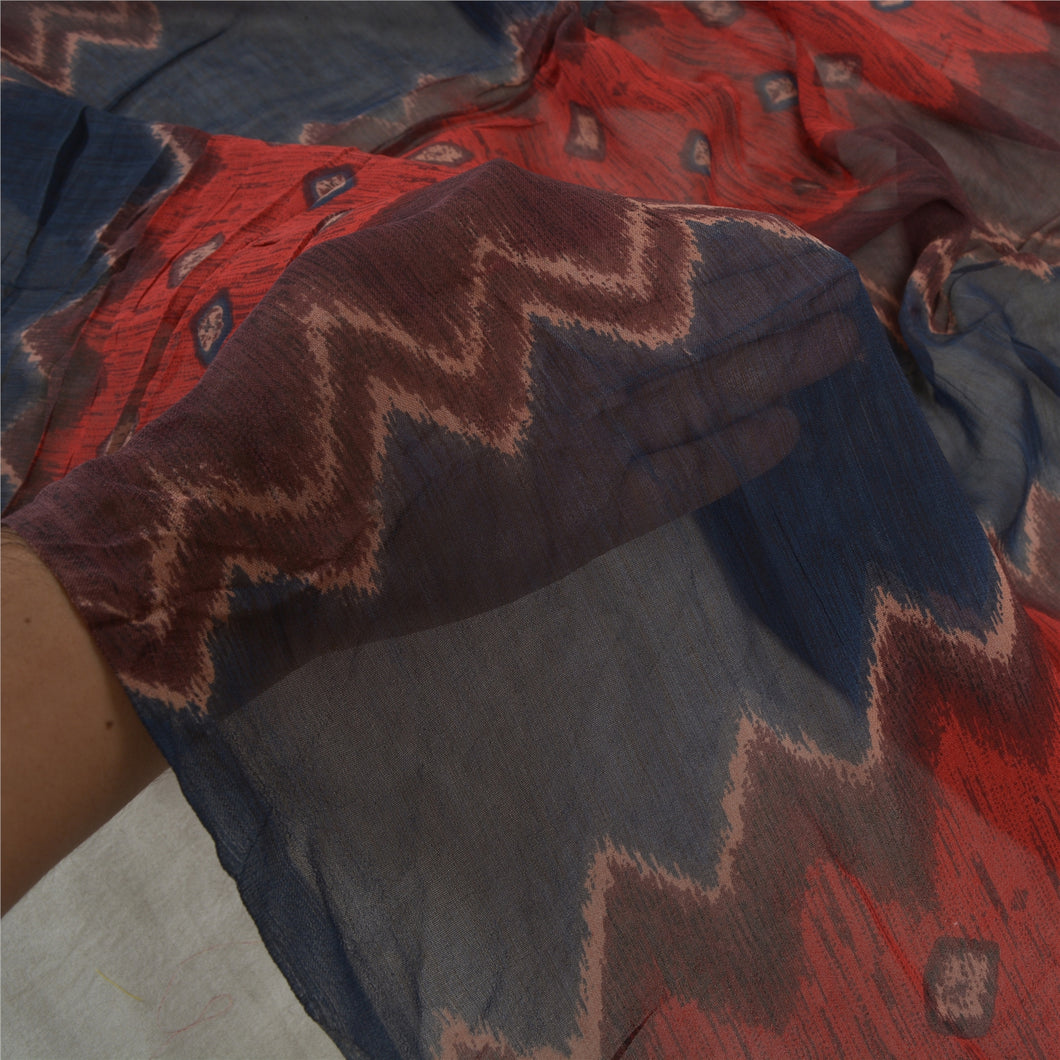 Sanskriti Vintage Dupatta Long Stole Georgette Multi Color Printed Wrap Hijab