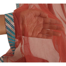 Load image into Gallery viewer, Sanskriti Vintage Dupatta Long Stole Net Mesh Dark Red Embroidered Wrap Veil
