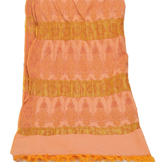Sanskriti Vintage Dupatta Long Stole 100% Pure Cotton Peach Shawl Woven Scarves