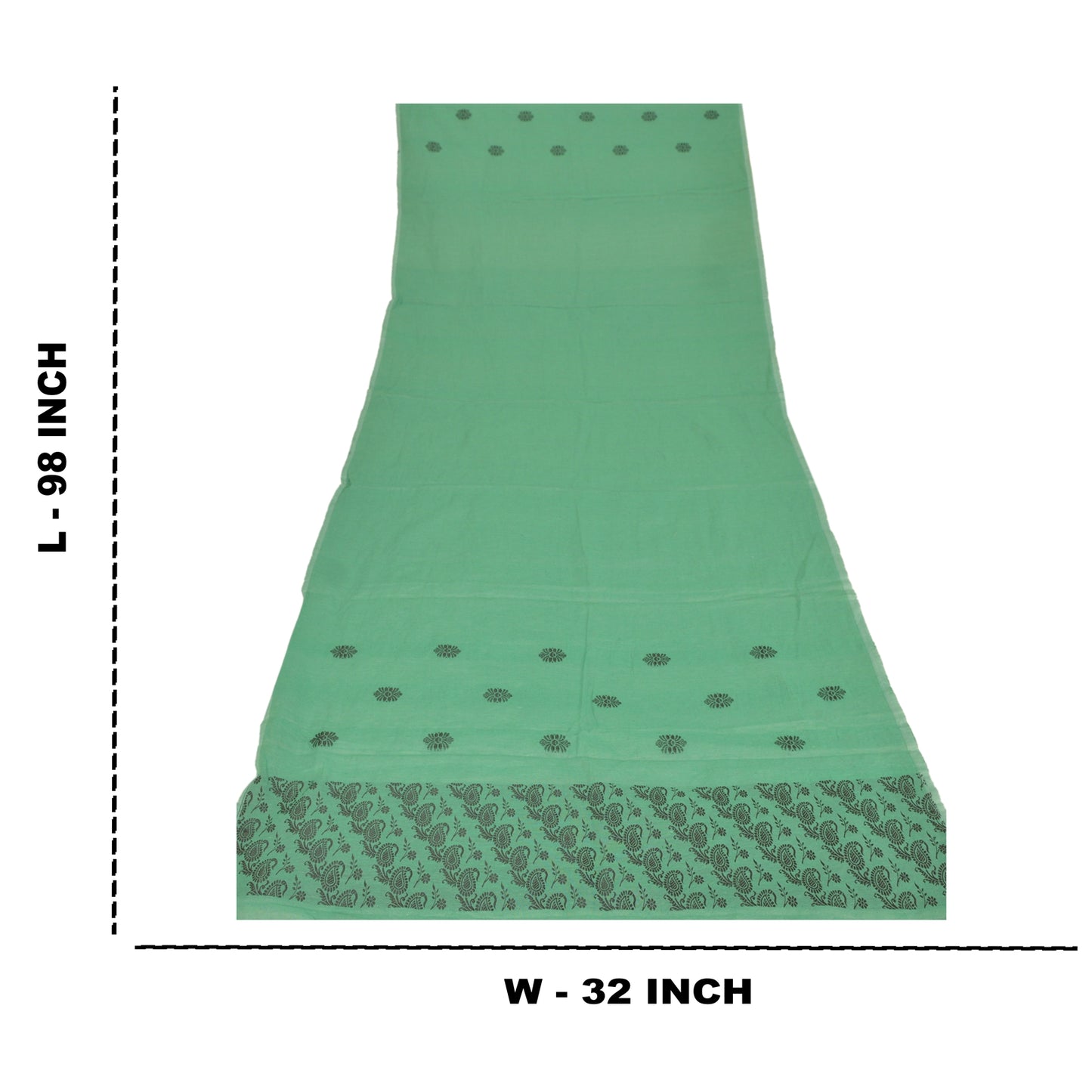 Sanskriti Vintage Dupatta Long Stole Cotton Green Wrap Shawl Woven Scarves