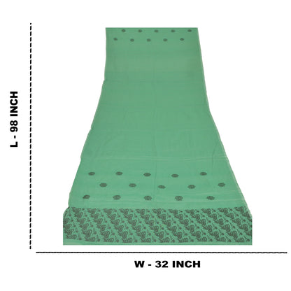 Sanskriti Vintage Dupatta Long Stole Cotton Green Wrap Shawl Woven Scarves