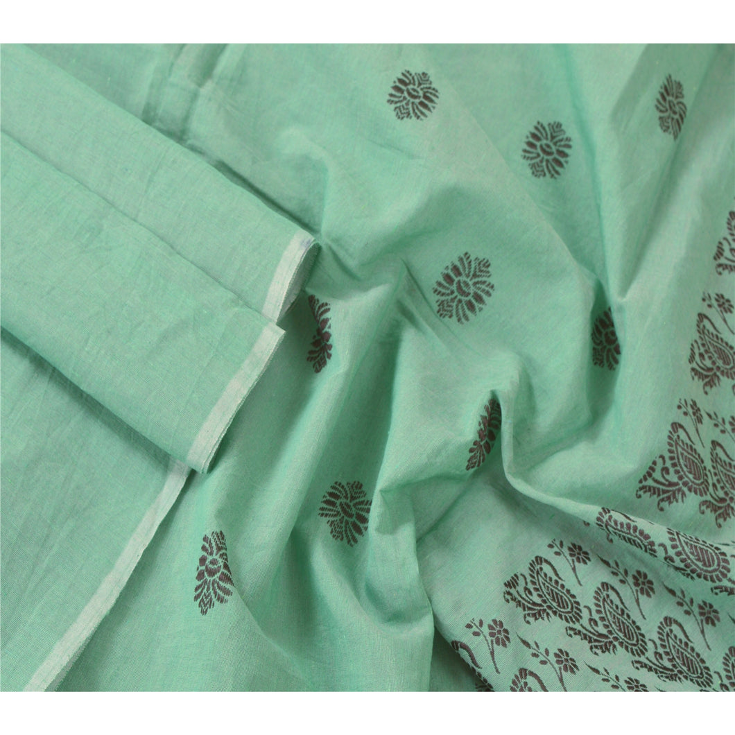 Sanskriti Vintage Dupatta Long Stole Cotton Green Wrap Shawl Woven Scarves