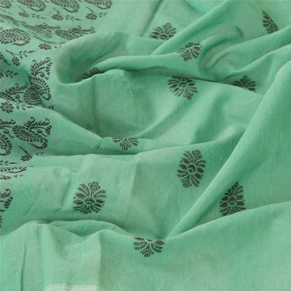 Sanskriti Vintage Dupatta Long Stole Cotton Green Wrap Shawl Woven Scarves