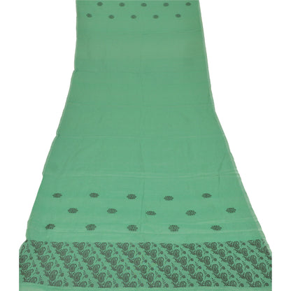 Sanskriti Vintage Dupatta Long Stole Cotton Green Wrap Shawl Woven Scarves