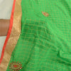 Sanskriti Vintage Dupatta Long Stole Art Silk Green Hand Beaded Woven Scarves