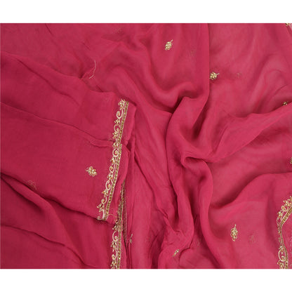 Sanskriti Vintage Purple Long Dupatta Stole Georgette Hand Beaded Wrap Scarves