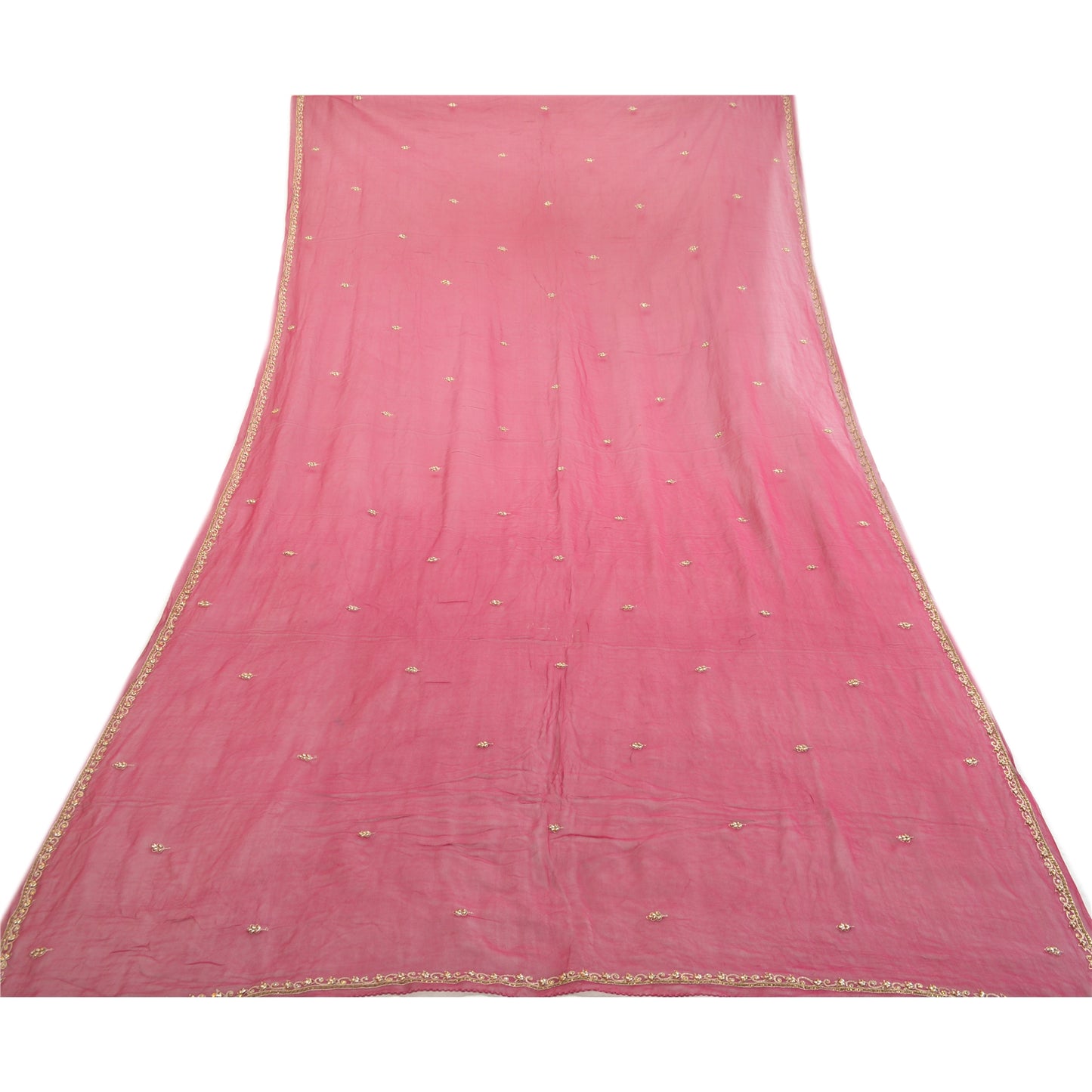 Sanskriti Vintage Purple Long Dupatta Stole Georgette Hand Beaded Wrap Scarves