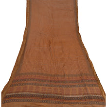 Load image into Gallery viewer, Sanskriti Vintage Dupatta Long Stole Pure Chanderi Silk Brown Block Printed
