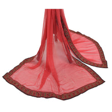 Load image into Gallery viewer, Sanskriti Vintage Dupatta Long Stole Pure Chiffon Silk Red Hand Beaded Wrap Veil
