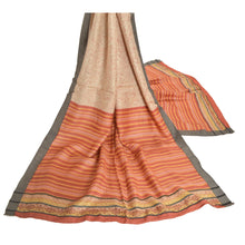 Load image into Gallery viewer, Sanskriti Vintage Dupatta Long Stole Pure Woolen Cream Printed Wrap Soft Shawl
