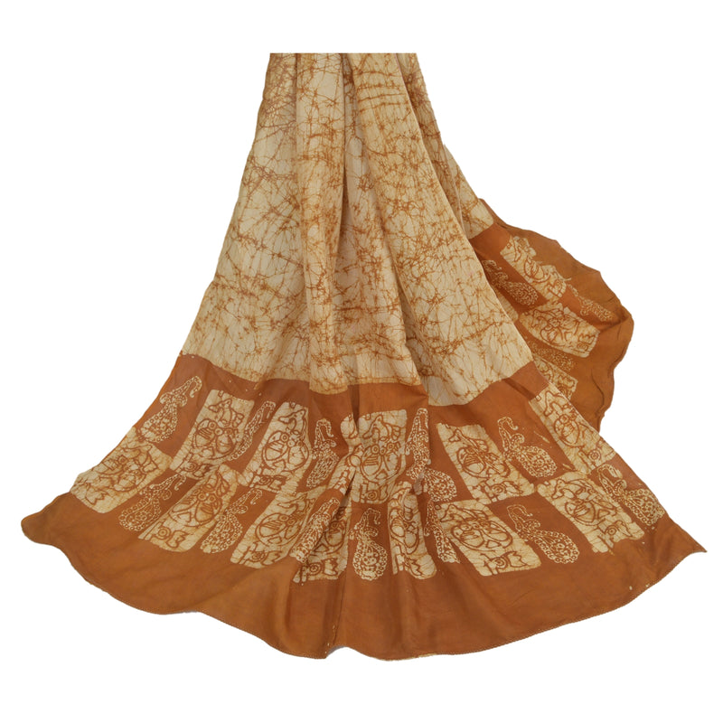 Sanskriti Vintage Dupatta Long Stole Heena Green Batik Work Veil