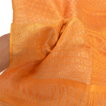Load image into Gallery viewer, Sanskriti Vintage Dupatta Long Stole Pure Satin Silk Saffron Woven Brocade Hijab
