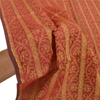 Sanskriti Vintage Dupatta Long Stole Cotton Red Hand Woven Scarves Shawl Veil