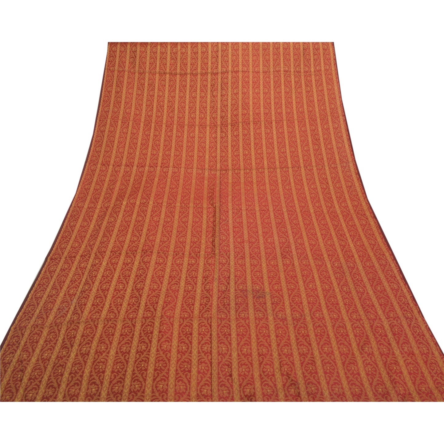 Sanskriti Vintage Dupatta Long Stole Cotton Red Hand Woven Scarves Shawl Veil