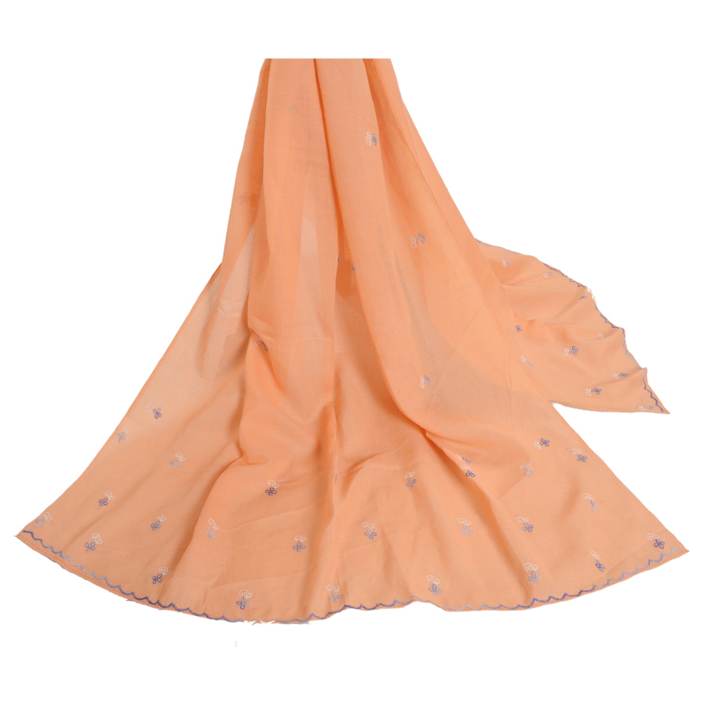 Санскритский винтажный длинный палантин Dupatta из чистого хлопка персикового цвета, хиджаб ручной работы Чиканкари