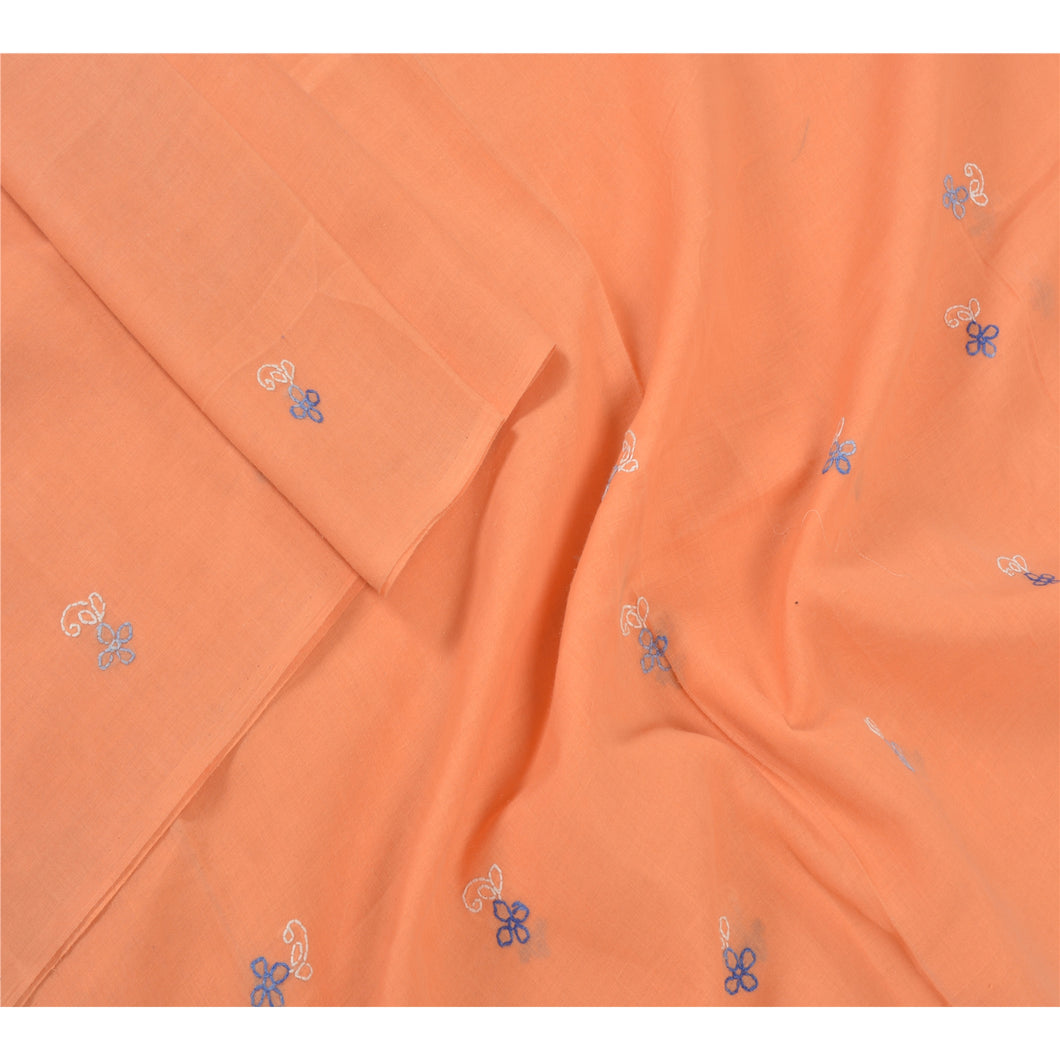 Sanskriti Vintage Dupatta Long Stole Pure Cotton Peach Handmade Chikankari Hijab