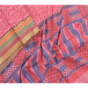 Sanskriti Vintage Dupatta Long Stole Cotton Pink Printed & Woven Work Wrap Shawl
