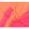 Sanskriti Vintage Dupatta Long Stole Georgette Pink Veil Hand Beaded Scarves