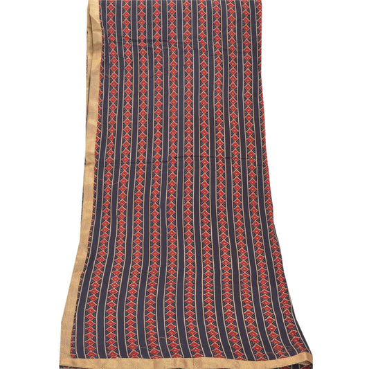 Sanskriti Vintage Dupatta Long Stole Pure Cotton Blue Shawl Printed Wrap Hijab