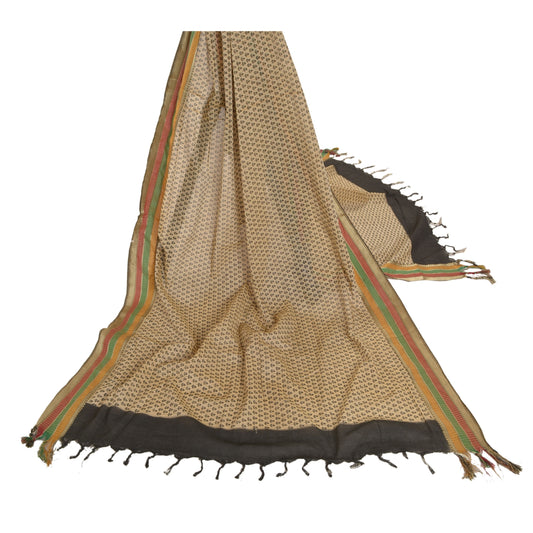 Sanskriti Vintage Dupatta Long Stole Cotton Cream Veil Printed Wrap Scarves