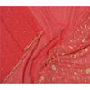 Sanskriti Vintage Dupatta Long Stole Net Mesh Red Hand Beaded Wrap Scarves