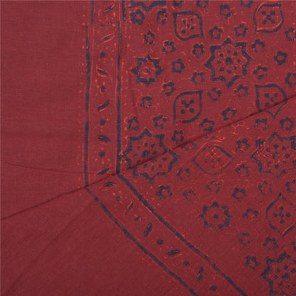 Sanskriti Vintage Dupatta Long Stole Cotton Dark Red Handmade Rare Ajrakh Veil