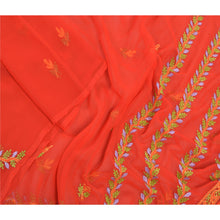 Load image into Gallery viewer, Sanskriti Vintage Dupatta Long Stole Georgette Red Hand Embroidered Chikankari

