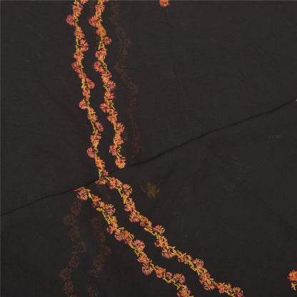 Sanskriti Vintage Dupatta Long Stole Georgette Black Hand Embroidered Suzani